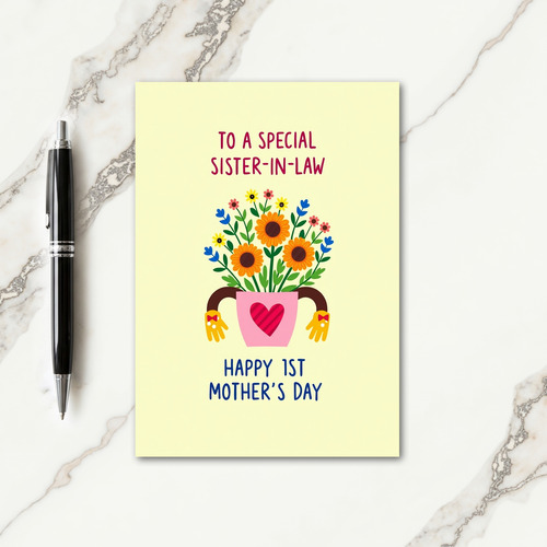 Striped Heart Flower Pot Card