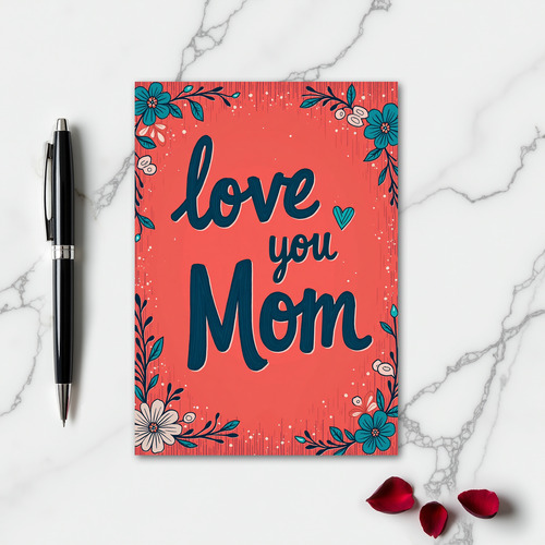 Striped Heart Mom Love You Card