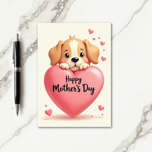 Striped Heart Pup Greeting Card