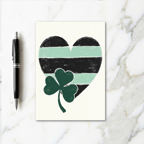 Striped Heart Shamrock Card