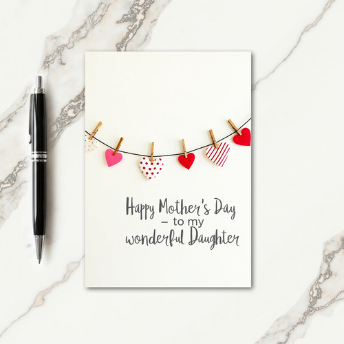Striped Hearts Mothers Day Card