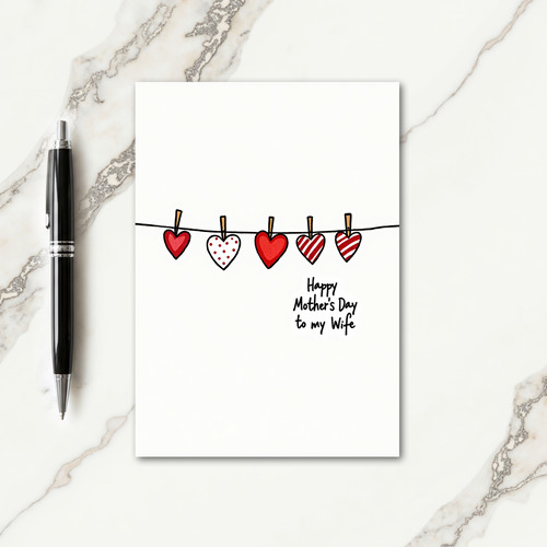 Striped Hearts Mothers Day Wife Card