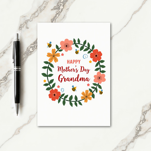 Striped Insect Floral Grandma Card