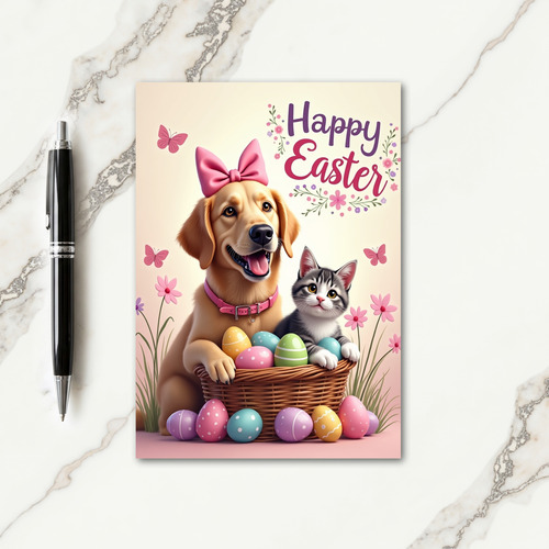 Striped Kitten Easter Egg Card