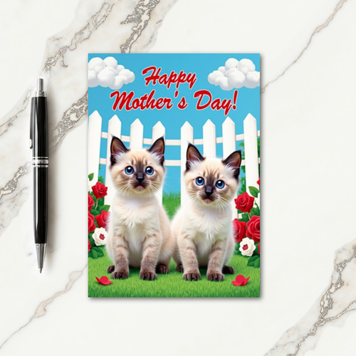 Striped Kitten Garden Scene Card