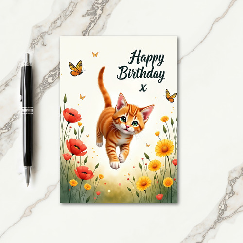 Striped Kitten Happy Day Card