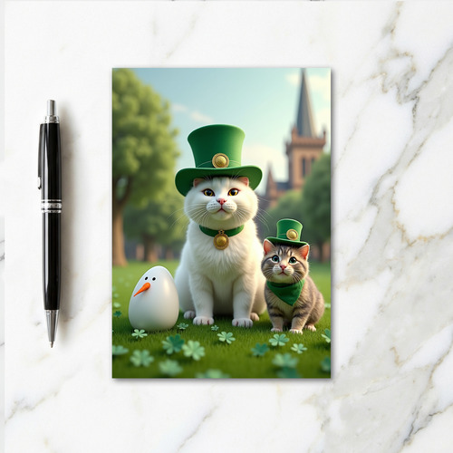 Striped Kitten Shamrock Card