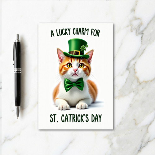 Striped Kitten St Patricks Card