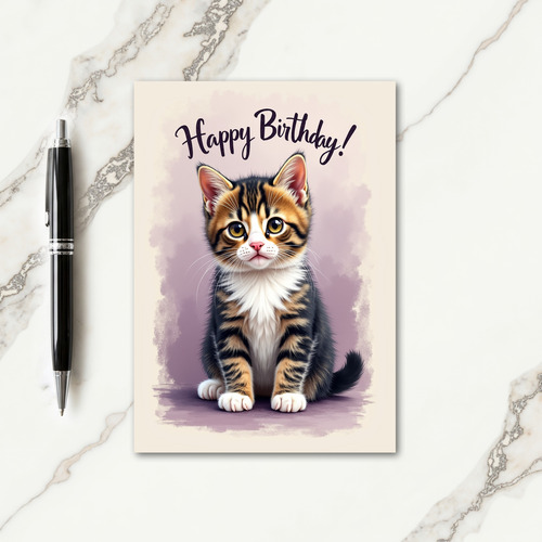 Striped Kitty Birthday Card