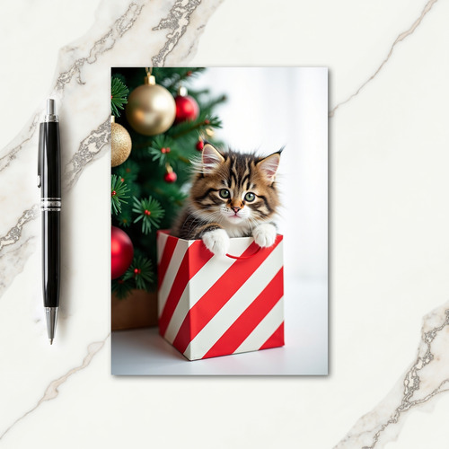 Striped Kitty Christmas Card