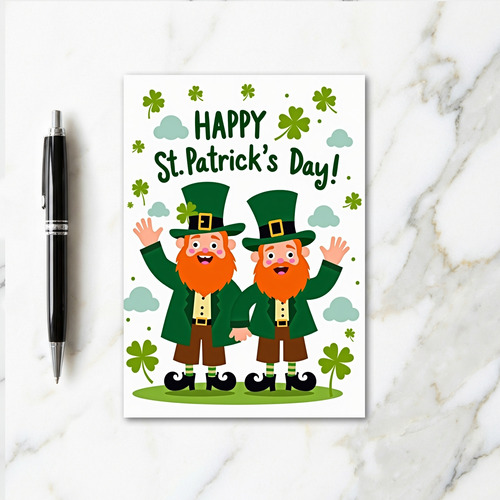 Striped Leprechaun Friends Card