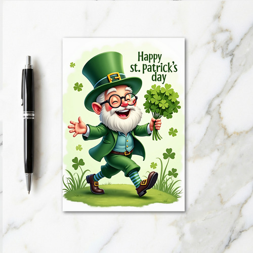 Striped Leprechaun Holiday Card