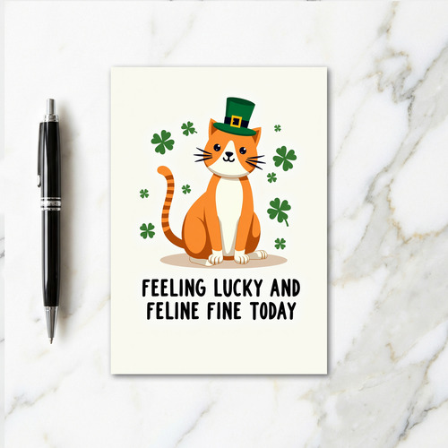 Striped Lucky Feline Friend Card