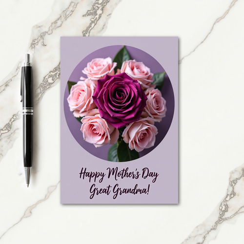 Striped Magenta Rose Thank You Card