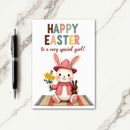Striped Mat Rabbit Friend Card