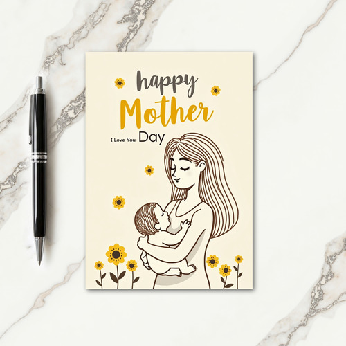 Striped Maternal Embrace Card