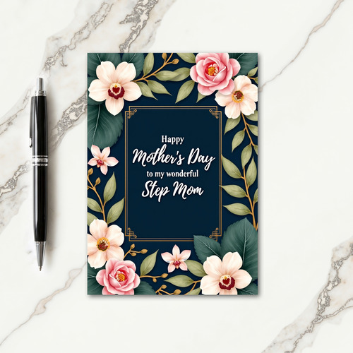 Striped Midnight Floral Card