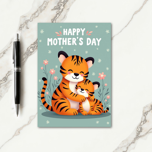 Striped Mother And Cub Card