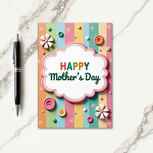 Striped Mothers Day Floral Art Card