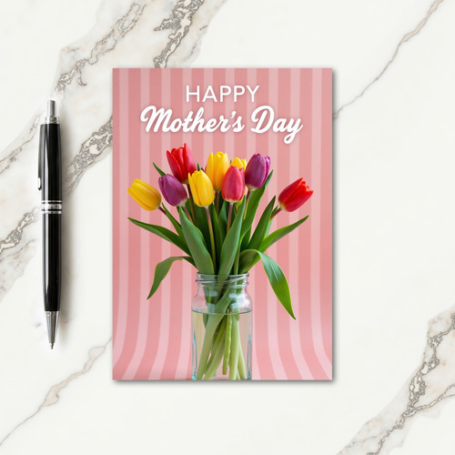 Striped Mothers Day Floral Bouquet Card