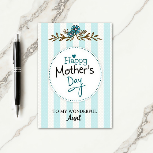Striped Mothers Day For Aunt Card