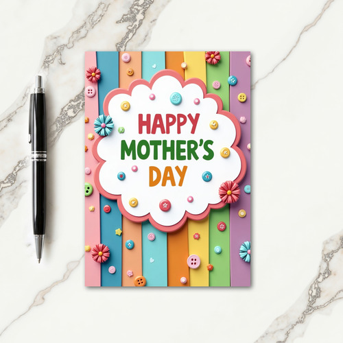 Striped Mothers Day Illustration Card