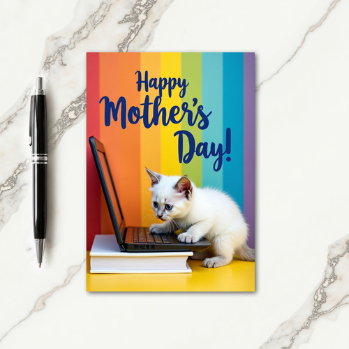 Striped Mothers Day Kitten Card
