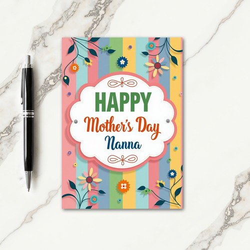 Striped Mothers Day Nanna Card