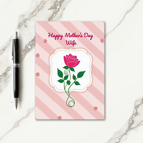 Striped Mothers Day Wife Card