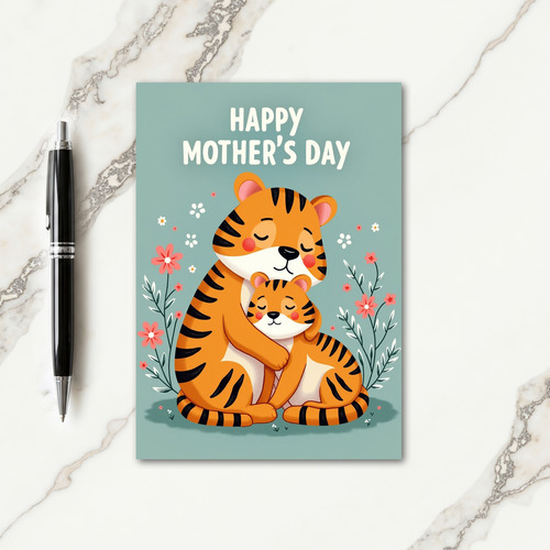 Striped Orange Hugs Mothers Day Card