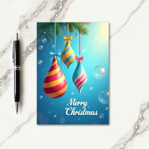 Striped Ornaments Christmas Card