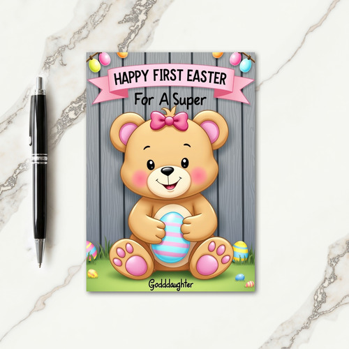 Striped Oval Bear Celebration Card