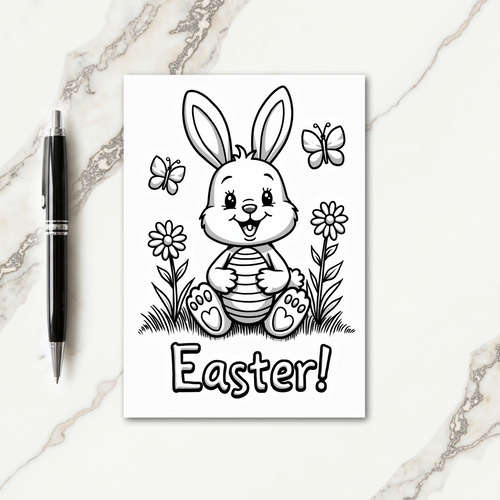 Striped Oval Bunny Easter Card