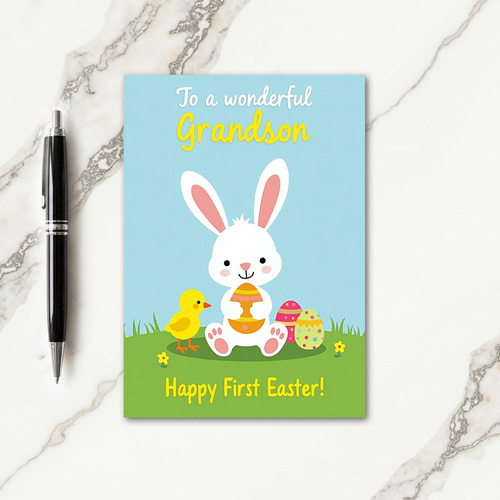Striped Oval Rabbit Art Card