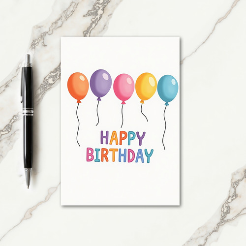 Striped Party Balloons Card