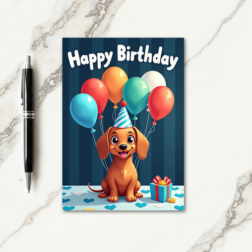 Striped Party Pup Card