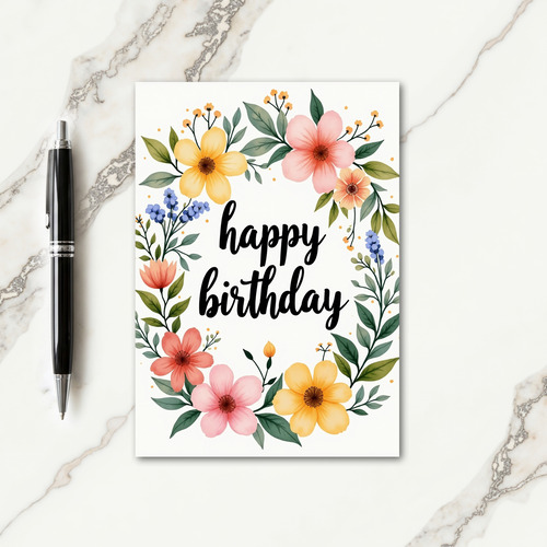 Striped Pastel Wreath Card
