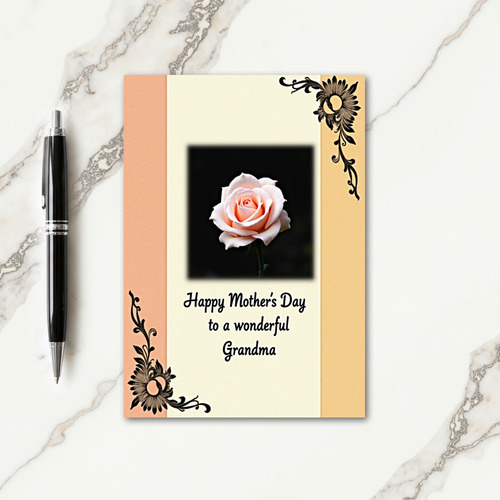 Striped Peach Bloom Portrait Card