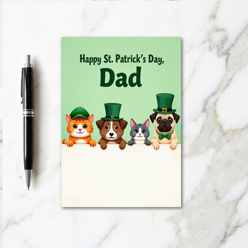 Striped Pets Happy St Patricks Card