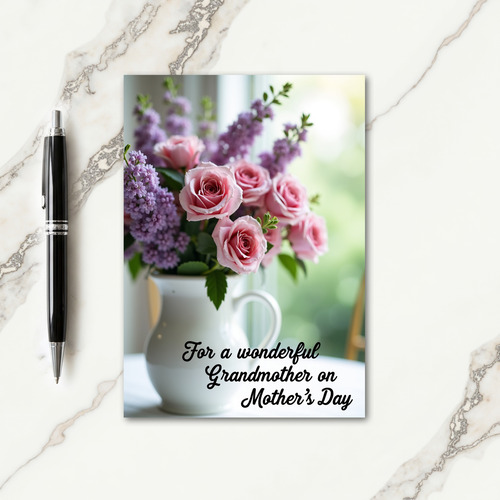 Striped Pink Blossom Greeting Card