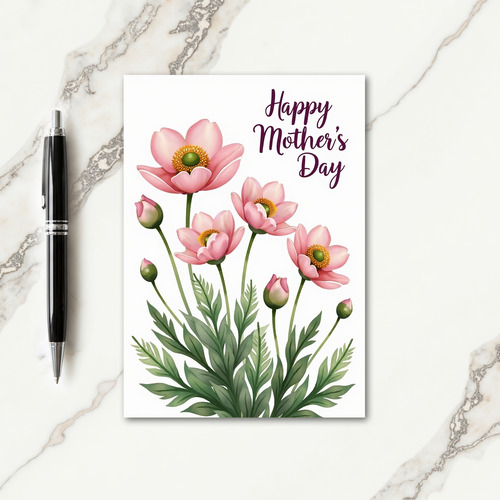 Striped Pink Blossom Greetings Card