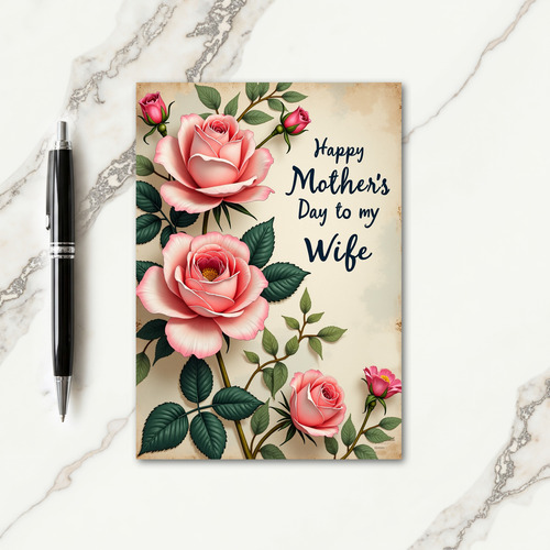 Striped Pink Blossom Wife Card