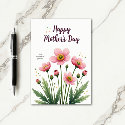 Striped Pink Blossom Wishes Card