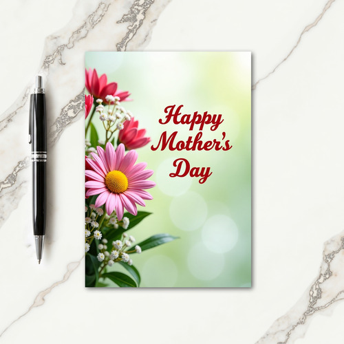 Striped Pink Flower Mothers Day Card