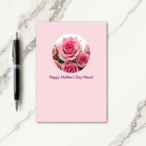Striped Pink Rose Mothers Day Card