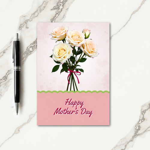 Striped Pink Roses Bouquet Card