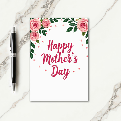 Striped Pink Roses Mothers Day Card