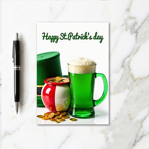 Striped Pot Of Gold St Patricks Card