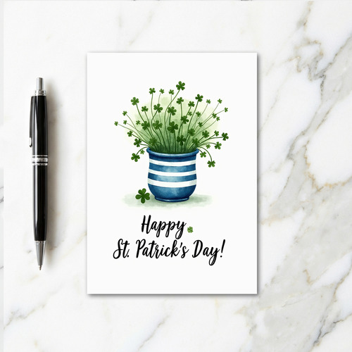 Striped Pot Shamrocks St Patricks Card