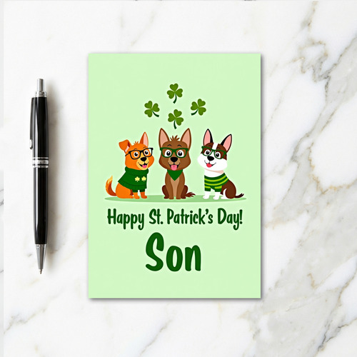 Striped Pup St Patricks Day Card